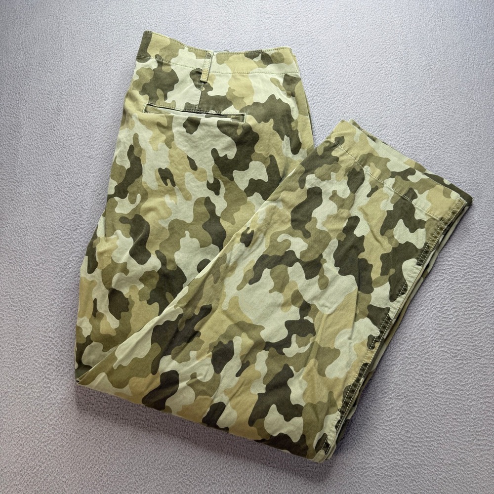 Gap Straight Khaki High Rise Pants Women 16 Multicolor Cotton Camo Stretch Chino